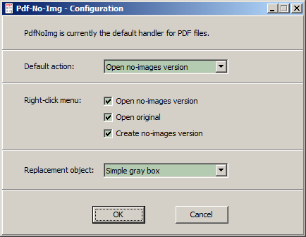 Pdf-No-Img Configuration program screenshot